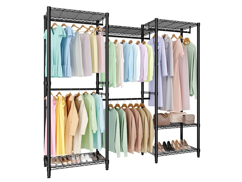  Portant à vêtements robuste – 4 tringles &amp; 6 étagères réglables – grand capacité angle pour chambre ou dressing  – (3x1x2 étages) PHK_36PBVKHJ - Conforama A