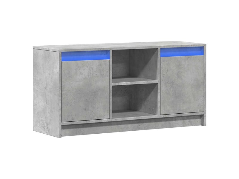 Meuble tv - banc tv - meuble de rangement avec led gris béton 100x34x50 cm bois d'ingénierie  - Conforama C