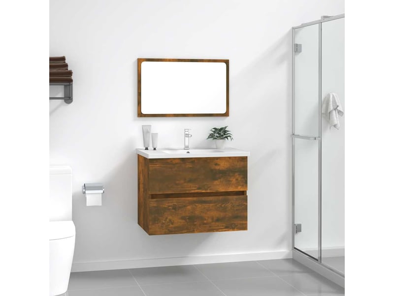  Ensemble de meubles de salle de bain 2 pcs chêne fumé cf63592  - Conforama B