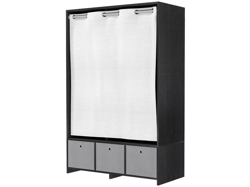  Armoire avec tringle à rideaux, 3 étagères et 3 tiroirs amovibles en tissu, 105 x 48 x 160 cm  - Conforama B