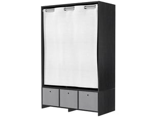 Armoire avec tringle à rideaux, 3 étagères et 3 tiroirs amovibles en tissu, 105 x 48 x 160 cm