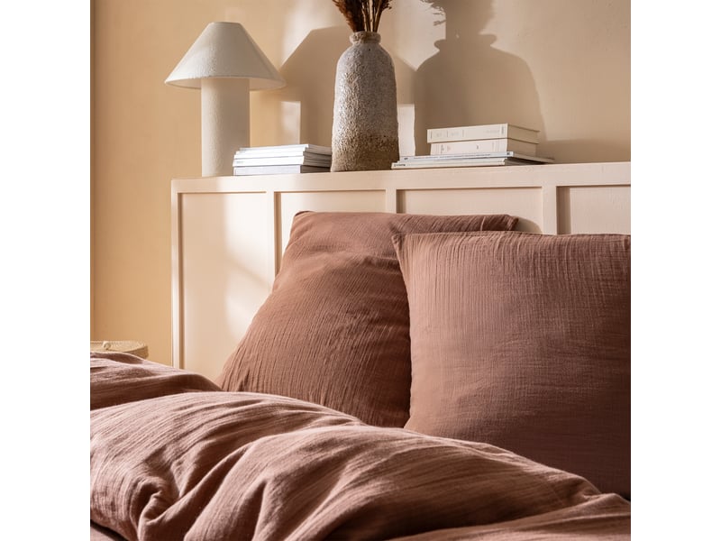  Parure de lit unie en coton taies carrées, gaze de coton 200x200+2x65x65cm  - Conforama A