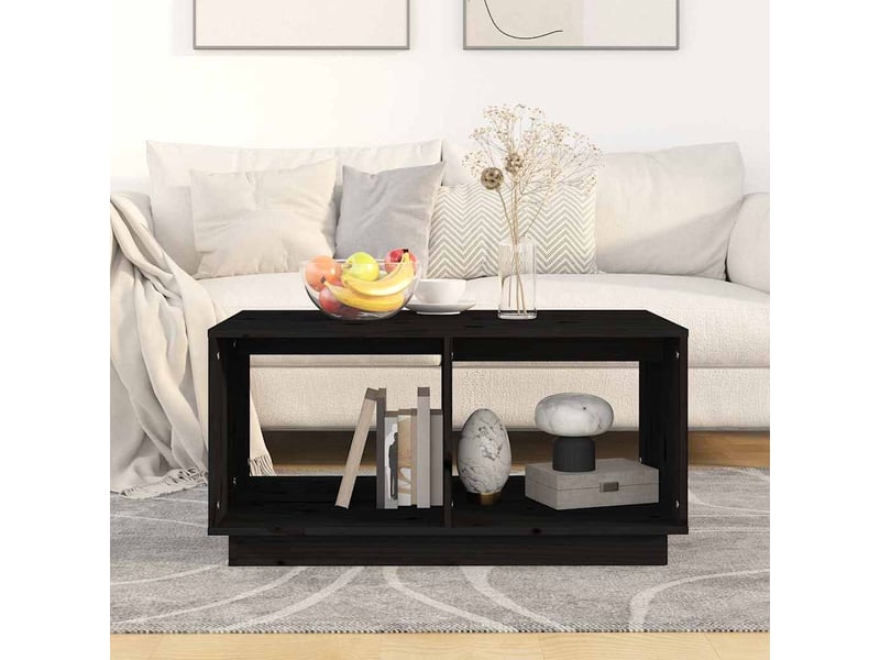  Table basse | table de salon noir 80x50x40 cm bois massif de pin shl4479  - Conforama C