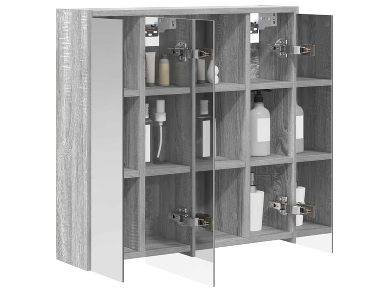 Armoire miroir de salle de bain, cabinet de salle de bain gris sonoma 63,5 x 16 x 62,5 cm cf65171 - Conforama C