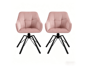 Lot de 2 chaises de salle à manger pivotantes 360° en velours rose avec accoudoirs