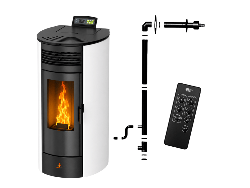  Poêle à granulés étanche flora 14 kw + kit conduit ventouse - blanc  - Conforama A