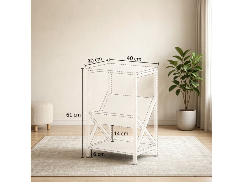  Bout de canapé 40x30x61 cm 3 niveaux panneau de particules métal gris foncé  - Conforama E