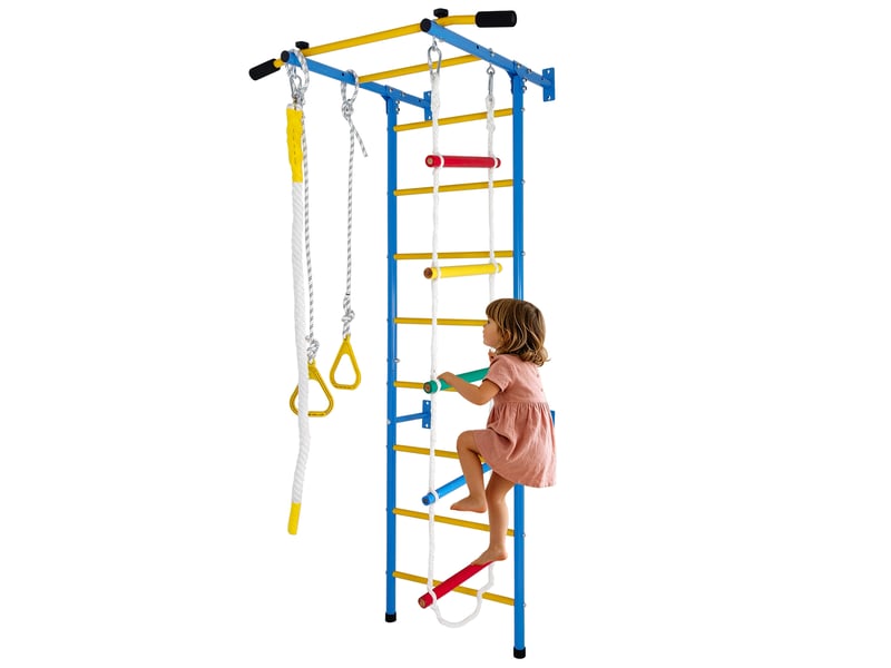  Jeu d'escalade intérieur pour enfants 106,7 x 82,5 x 223,5 cm bleu en acier carbone, 5 activités sportives  - Conforama D