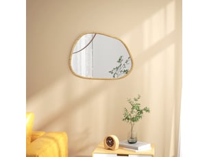 Miroir mural asymétrique 80x60 cm – bois naturel – cadre irrégulier, pose horizontale ou verticale