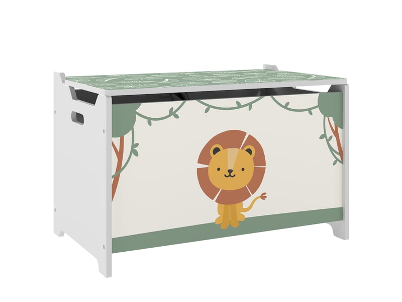  Coffre à jouets avec couvercle, coffre de rangement enfant avec charnières de sécurité, 60 x 37 x 39 cm, vert  - Conforama A
