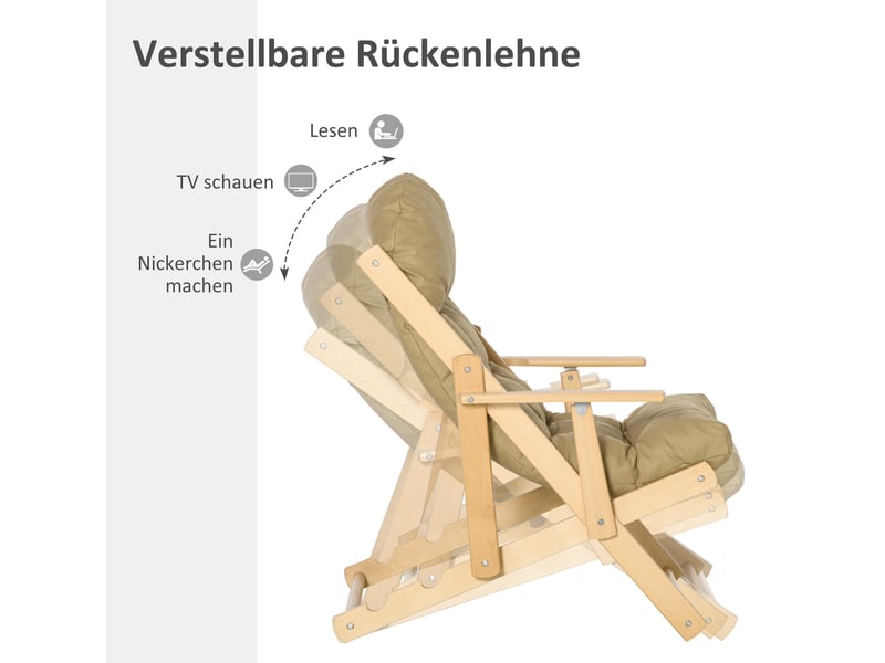  Fauteuil relax pliable inclinable avec dossier réglable et assise rembourrée en mousse marron  - Conforama E
