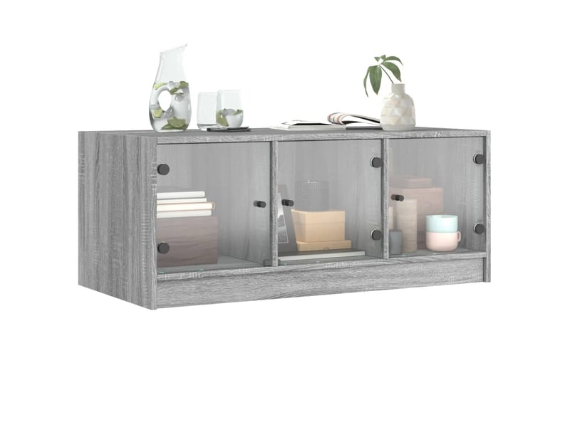  Table basse - table de salon - table à thé avec portes en verre sonoma gris 102x50x42 cm  - Conforama D