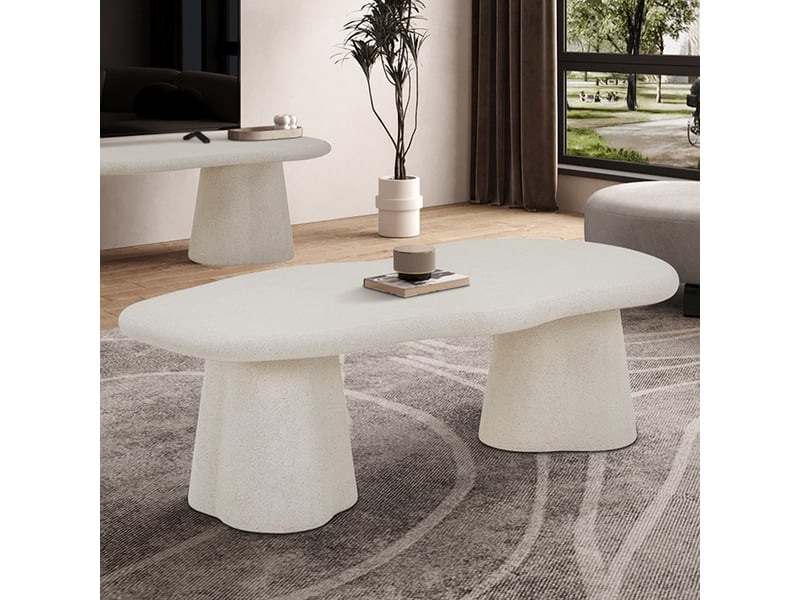 Faro - table basse couleur ciment 130 cm FARO-TAB-BAS-130 - Conforama B