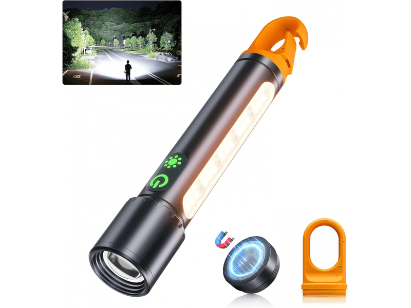  Magnetic rechargeable flashlights,2000lm 5000mah high lumens flashlight with 9 modes,waterproof, adjustable,powerful  - Conforama A