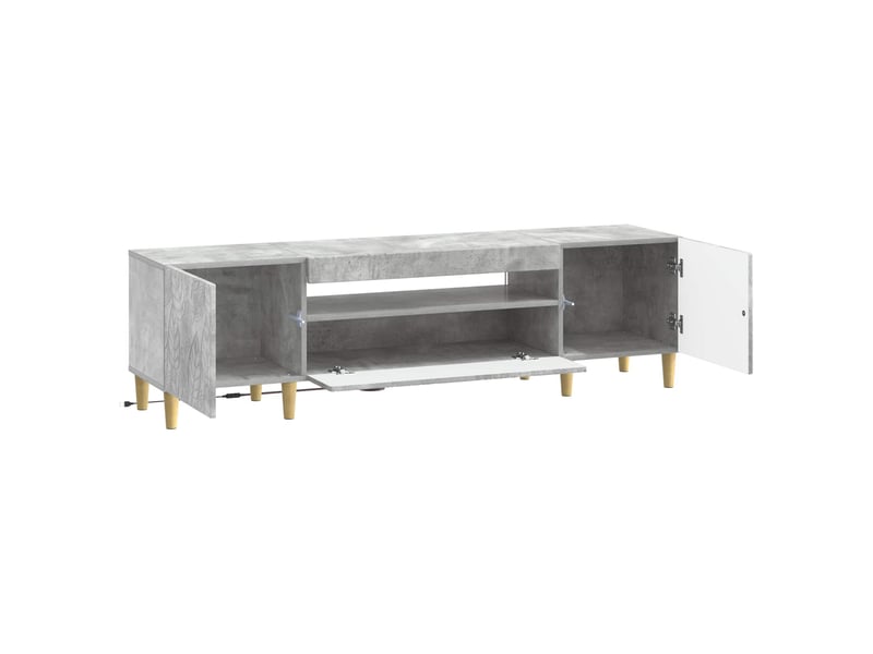  Meuble tv - banc tv - meuble de rangement led gris béton bois d'ingénierie  - Conforama E