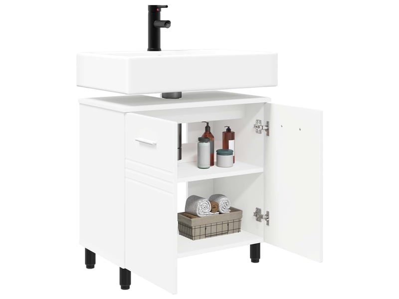  Unité de vanité de salle de bain, meuble de rangement blanc 60x35x60 cm shl385  - Conforama C