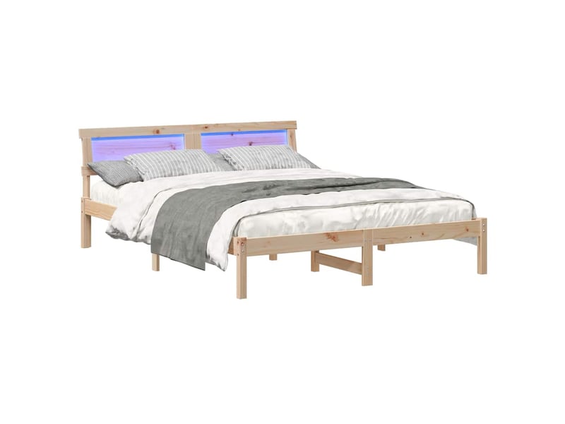 Lit double- lit adulte - cadre de lit avec tête de lit marron 150 x 200 cm pin massif - Conforama B