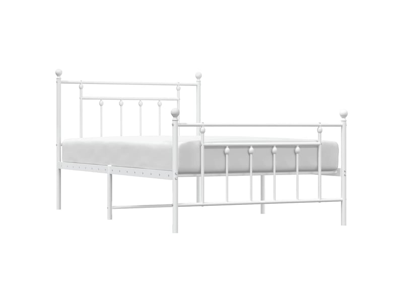  Lit simple- lit adulte -  cadre de lit métal sans matelas et pied de lit blanc 100x200 cm  - Conforama D
