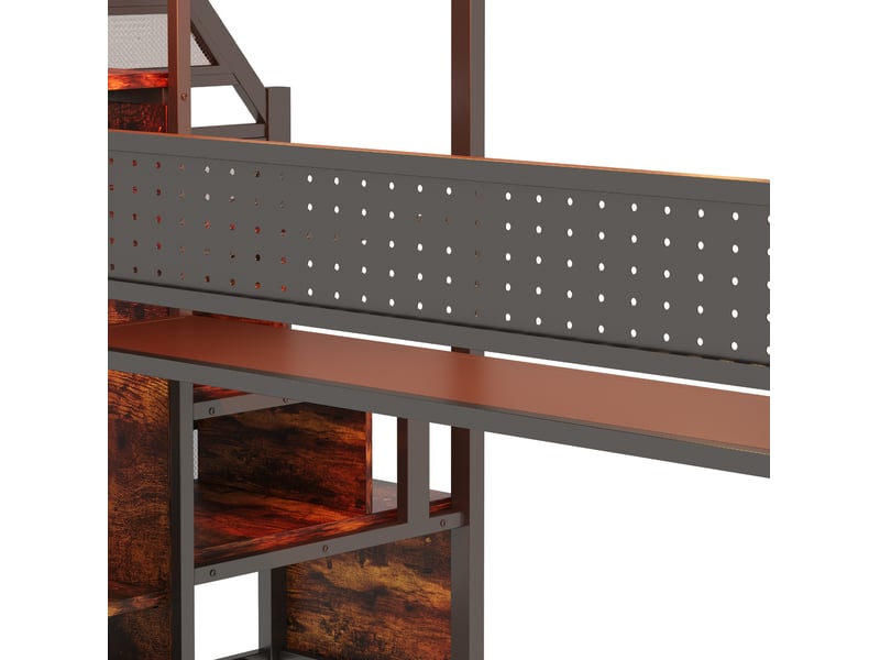  Lit mezzanine 90x200 cm, bureau et rangements, en métal, noir  - Conforama E