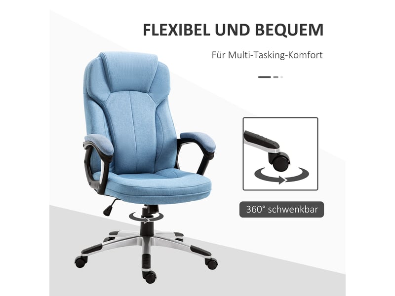  Chaise de bureau ergonomique à dossier haut bleu clair, réglable en hauteur  - Conforama E