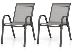 Lot de 2 chaises de jardin avec dossier, fauteuils terrace en textilène,empilables, jusqu’à 120kg(55x67x83cm, gris, 2)