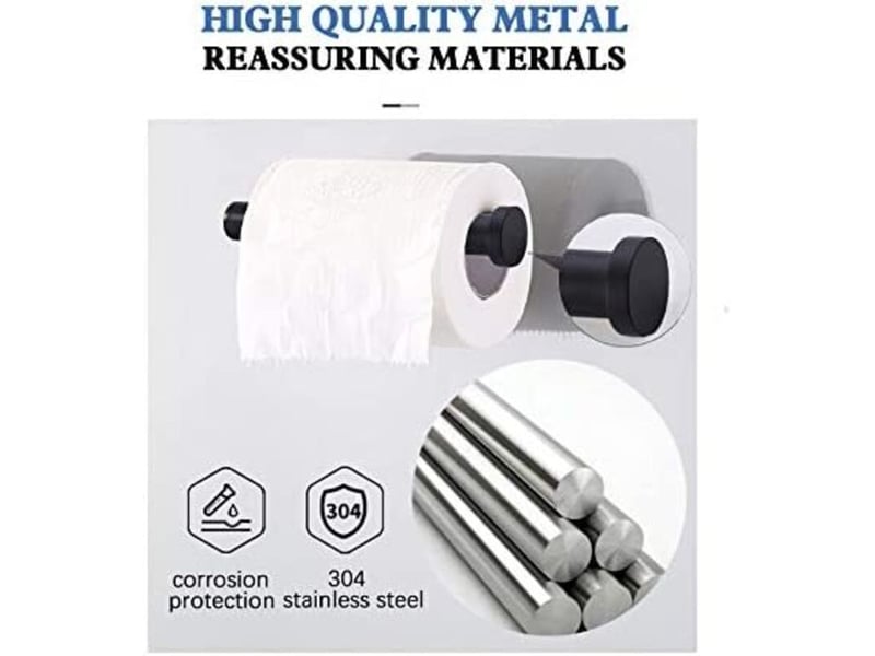 Aiducho porte papier toilette auto-adhésif noir - en acier inoxydable - pas de perçage nécessaire, forte adhérence et imperméable - Conforama E