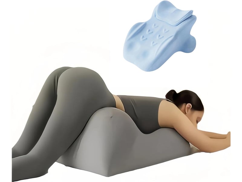 Coussin wedge en mousse à mémoire de forme, inclinaison 27°, support ergonomique pour dos, cou et jambes, bleu, 66x53x36 cm - Conforama A