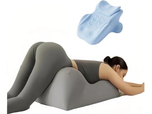 Coussin wedge en mousse à mémoire de forme, inclinaison 27°, support ergonomique pour dos, cou et jambes, bleu, 66x53x36 cm