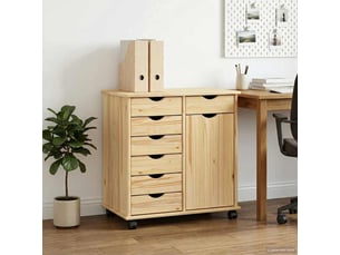 Caisson roulant de bureau 63,5 x 39 x 65,5 cm bois de pin massif marron shl5057