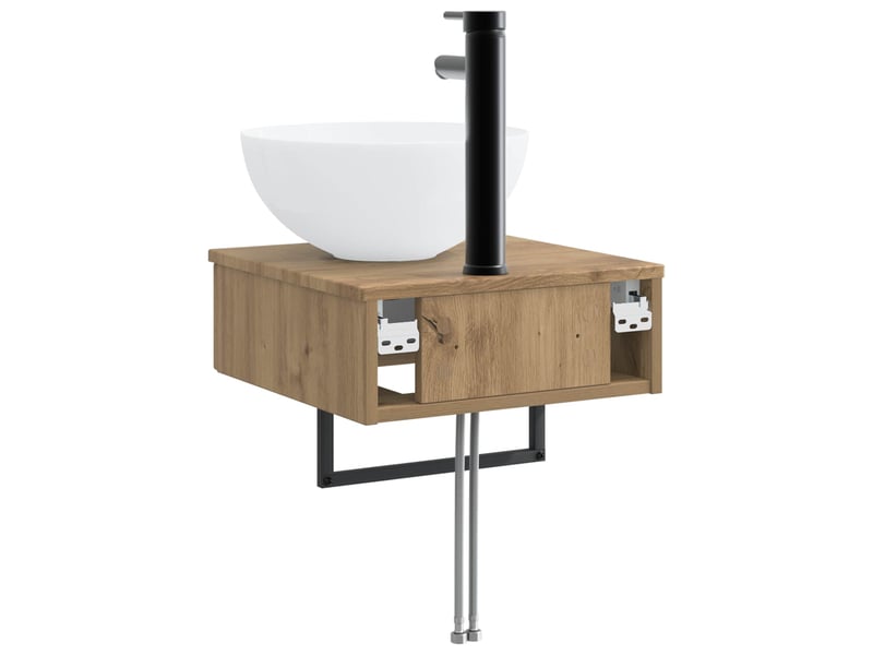 Basin de lavage mural, lavabo chêne artisanal 40x41x40.5 cm - Conforama E