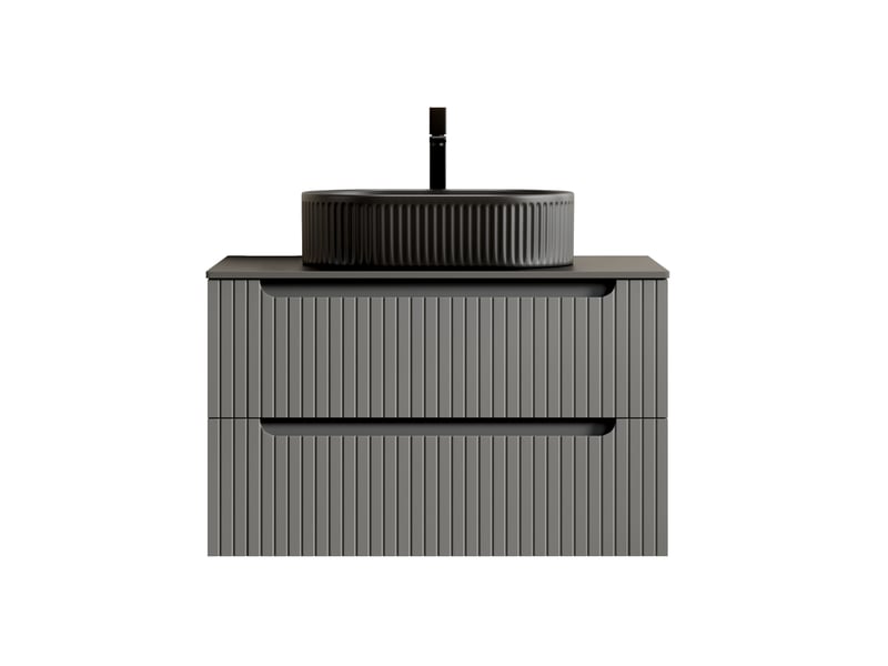  Meuble sous vasque suspendu avec 2 tiroirs à fermeture amortie et vasque ovale pour salle de bain 80 × 46 × 62,2 cm  - Conforama A