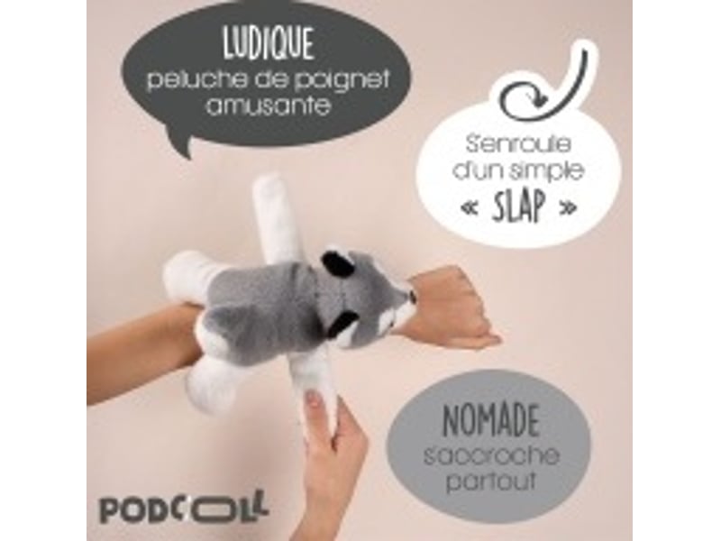  Peluche bracelet slap husky podcoll - 25 cm  - Conforama C