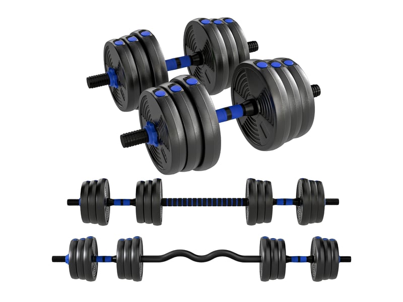  Kit haltères musculation haltères réglables 25 kg 3 en 1, ensemble de poids réglable avec barre d'extension bleu  - Conforama A