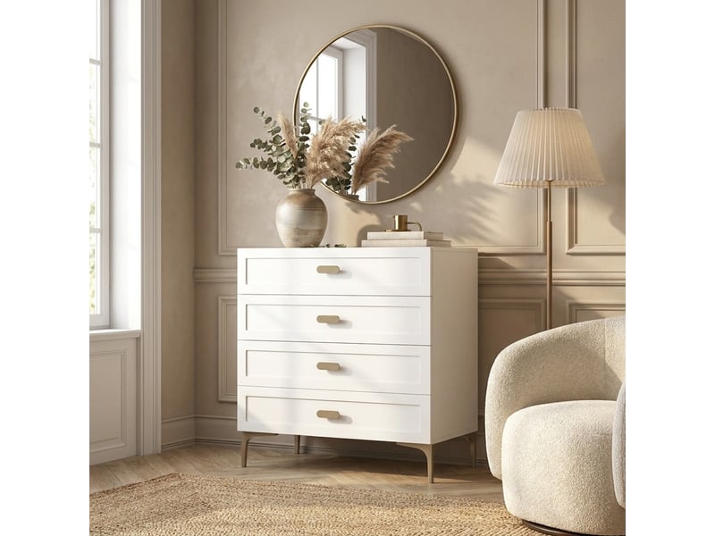  Commode 4 tiroirs en mélaminé pour chambre solaria - blanc  - Conforama B