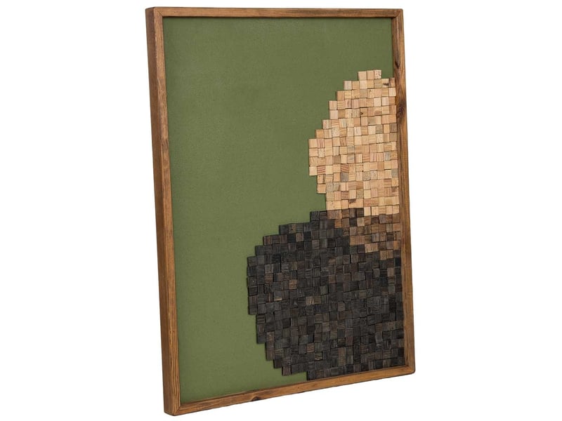 Tableau artisanal en bois recyclé relief vert beige et noir 62x4x82 cm h - Conforama A