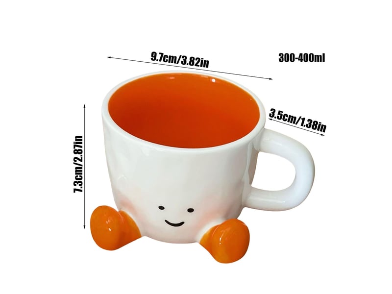  Mug en céramique, orange, 300 à 400 ml, environ 9,7 cm  - Conforama E