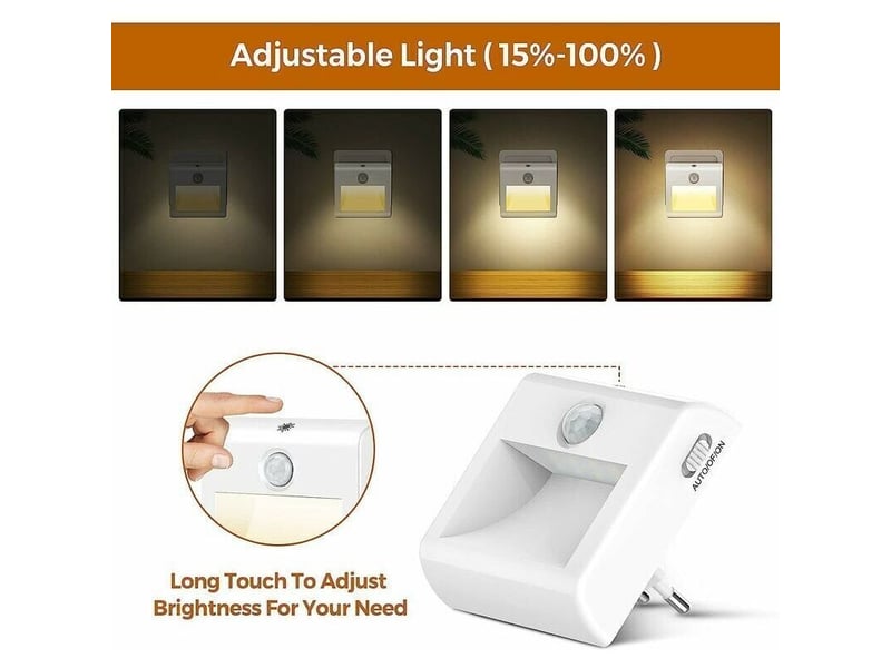  Veilleuse enfant led[lot de 2],veilleuse prise electrique dimmable avec détecteur mouvement et lumière, lampe nuit pourchambre bébé, placard  - Conforama D