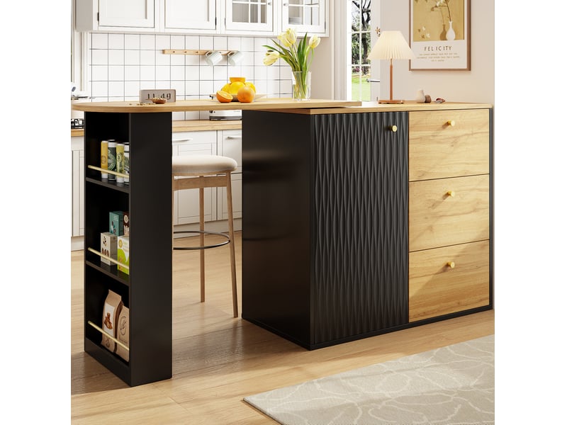  Table de bar extensible 138x204 cm pivotante mdf noir  - Conforama E