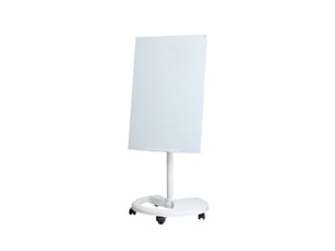 Tableau blanc magnétique en verre trempé 90x60 cm sur roulettes, hauteur réglable