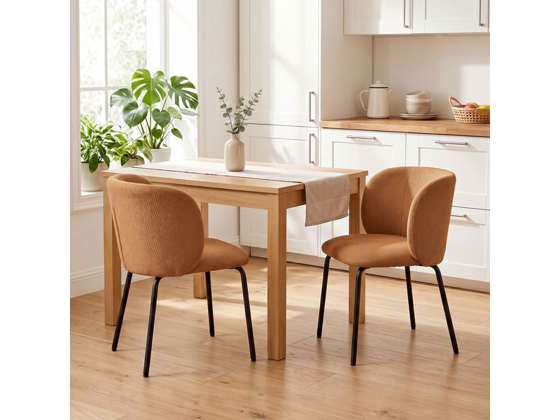 Lot de 2 chaises salle à manger design dossier enveloppant tissu terracotta - Conforama E