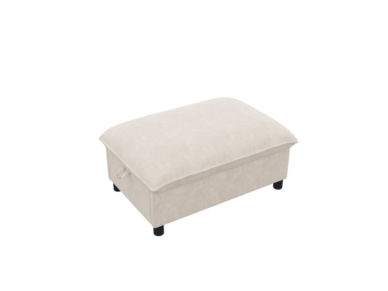  Pouf coffre en chenille beige, repose-pieds rembourré, banquette rangement 98x65x48 cm  - Conforama A