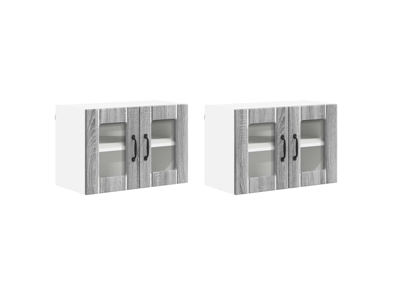  Lot de 2 armoires de rangement cuisine moderne 60 x 31 x 40 cm en bois d'ingénierie gris sonoma 02_0053997  - Conforama A