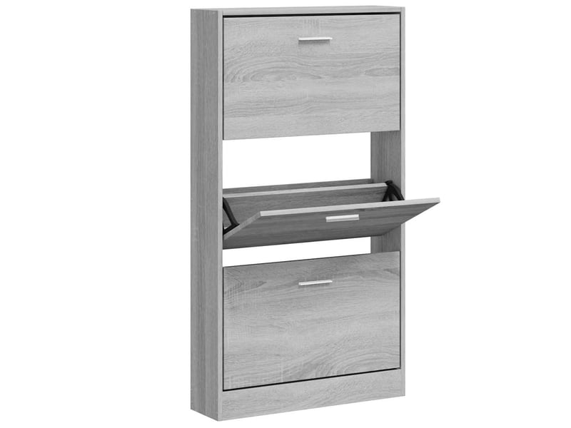  Meuble à chaussure, armoire à chaussures sonoma gris 59x17x108 cm bois d'ingénierie  - Conforama C