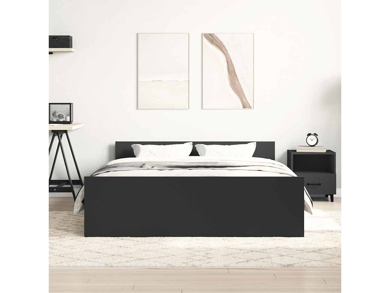  Lit double- lit adulte -  cadre de lit sans matelas noir 135x190 cm  - Conforama B