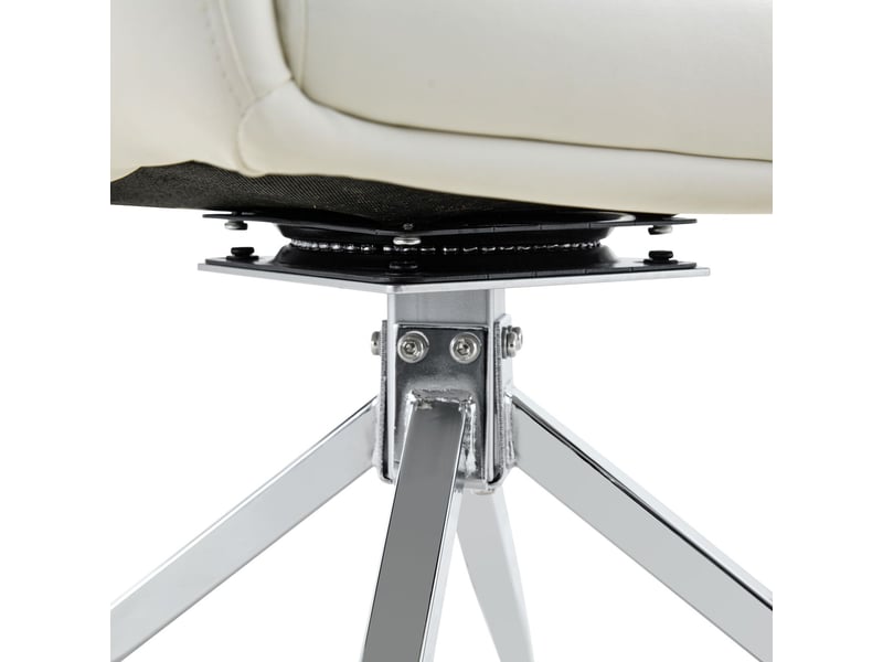  Lot de chaises ensemble de 2 pièces design européen léger luxe revêtement pu blanc pieds métal argentés rotation 360° adapté aux espaces de détente  - Conforama D