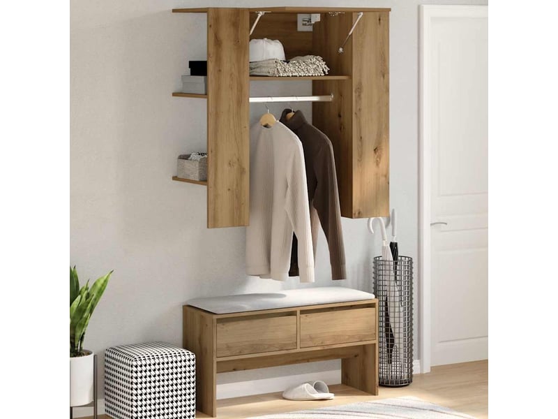  Meuble de rangement, armoire de couloir chêne artisanal 97,5x37x99cm bois ingénierie  - Conforama B