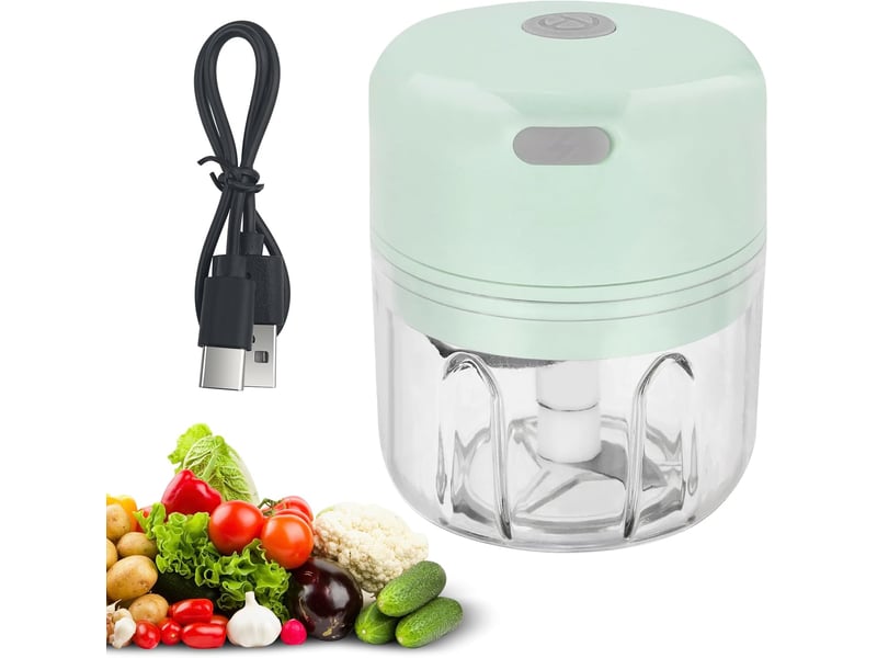  Hachoir électrique 250 ml, mixeur hachoir rechargeable usb, portable mini coupe legumes avec 3 lames en acier inoxydable (vert)  - Conforama A