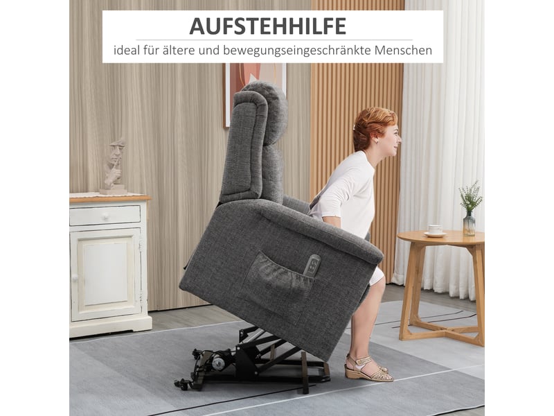  Fauteuil releveur électrique gris, relax inclinable à 180 degrés avec repose-pieds intégré pour salon et repos quotidien  - Conforama B