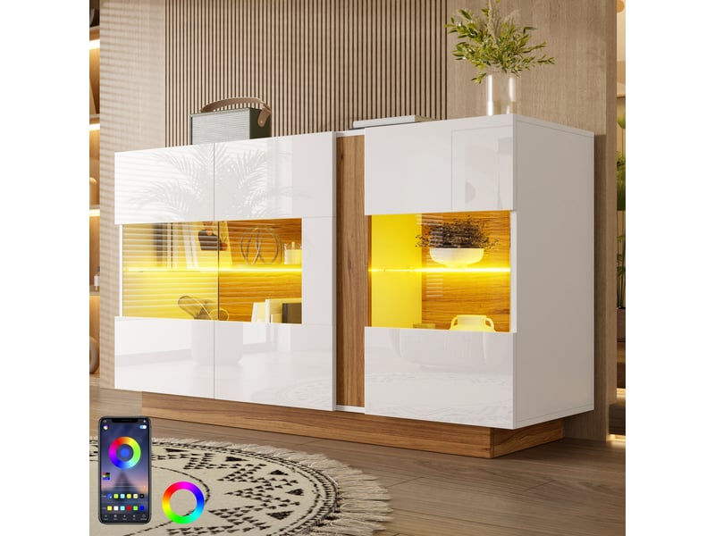  Lit superposé 140 x 200 cm avec armoire latérale intégrée déplaçable gauche ou droite, bureau, étagère, tiroirs et rangement, blanc  - Conforama B