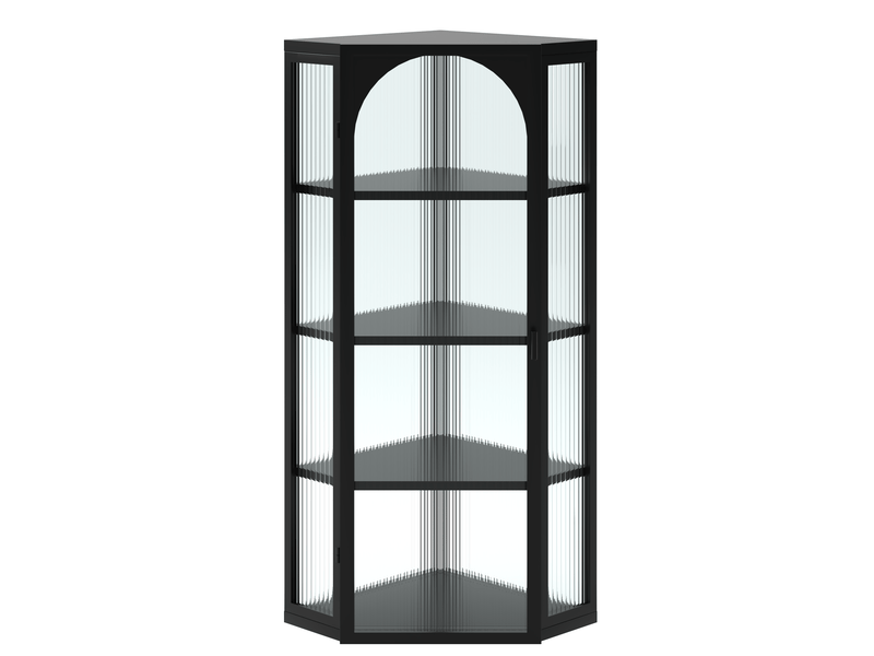  Armoire murale 56 x 40 x 105 cm – noire – verre trempé, porte battante et 4 niveaux de rangement  - Conforama D